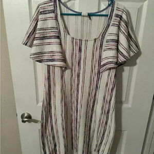 Akemi + Kim Anthropologie Red / White / Blue Flutter Sleeve Dress Size Medium